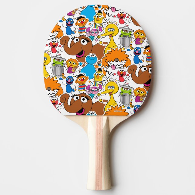 Sesame Street Pals Doodley Pattern Ping Pong Paddle (Front)