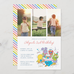 Sesame Street Pals Pastel   Birthday Photo Invitation