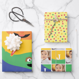 Sesame Street Pals Rainbow Photo Wrapping Paper Sheet