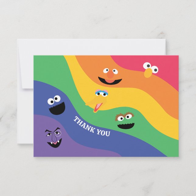 Sesame Street Pals Rainbow Thank You Card (Front)