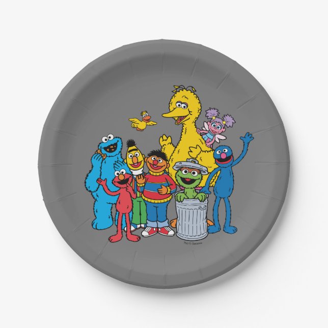 Sesame Street Pals Waving Paper Plate (Front)