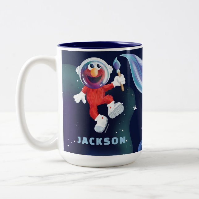 Sesame Street | Personalised Elmo Outer Space Two-Tone Coffee Mug (Left)