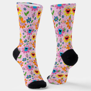 Sesame Street Pink Floral Pattern Socks