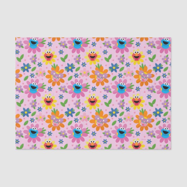 Sesame Street Pink Floral Pattern Tissue Paper (Front)