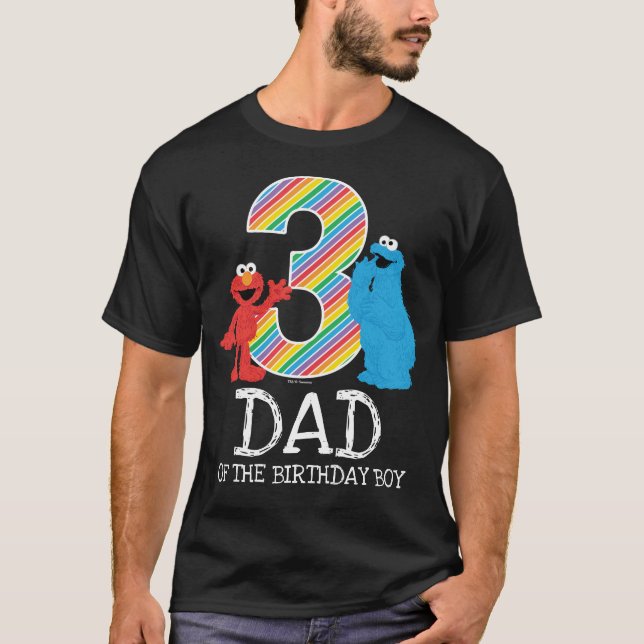 Sesame Street Rainbow 3rd Birthday | Dad T-Shirt (Front)