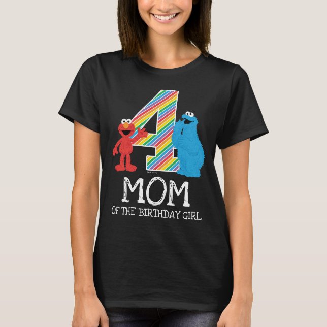 Sesame Street Rainbow 4th Birthday | Mum T-Shirt (Front)