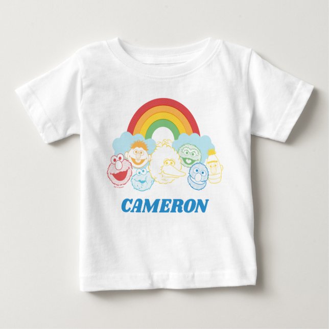 Sesame Street | Rainbow Graphic | Add Your Name Baby T-Shirt (Front)