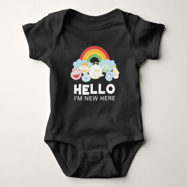 Sesame Street | Rainbow | Hello I'm New Here Baby Bodysuit (Front)