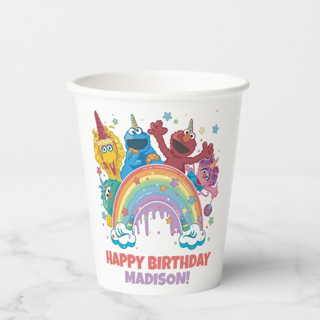 Sesame Street Rainbow Unicorn Birthday Paper Cups (Front)