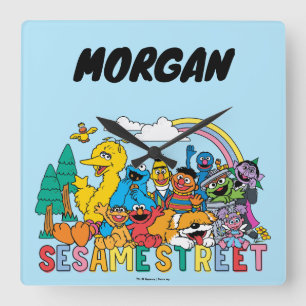 Sesame Street   Rainbow Wave   Add Your Name Square Wall Clock