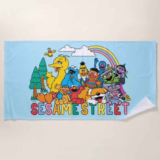Sesame Street | Rainbow Wave Beach Towel (Front)