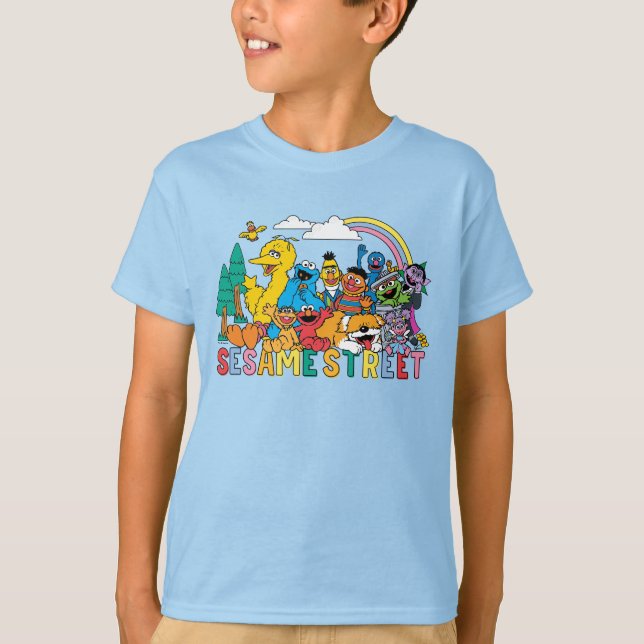 Sesame Street | Rainbow Wave T-Shirt (Front)