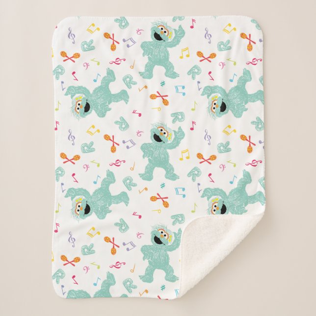 Sesame Street | Rosita Music Scribble Pattern Sherpa Blanket (Front)