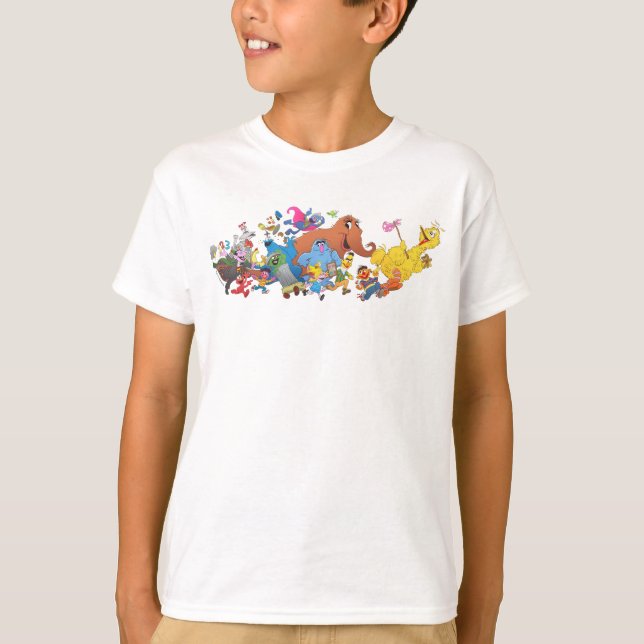 Sesame Street Run! Character Illustration T-Shirt (Front)