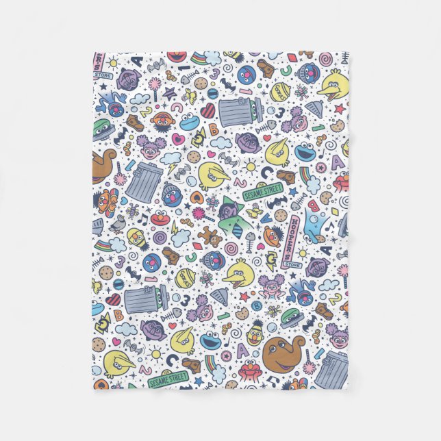 Sesame Street | Sesame Pals Doodle Pattern Fleece Blanket (Front)