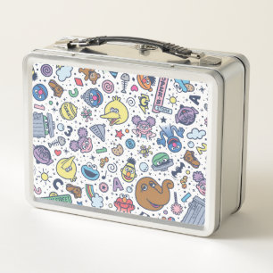 Sesame Street   Sesame Pals Doodle Pattern Metal Lunch Box