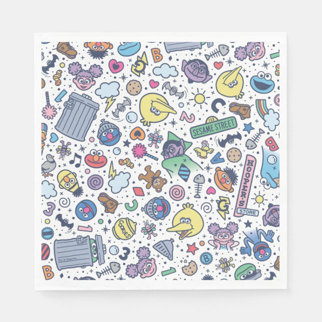 Sesame Street | Sesame Pals Doodle Pattern Napkin (Front)