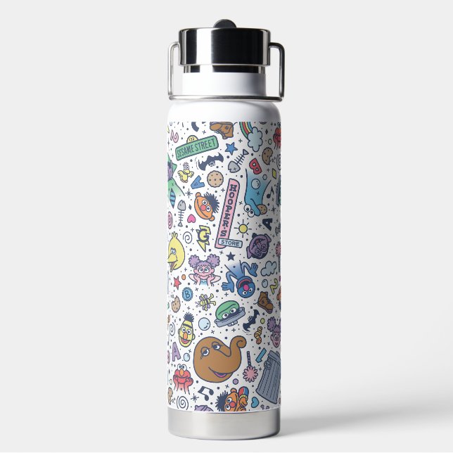 Sesame Street | Sesame Pals Doodle Pattern Water Bottle (Back)