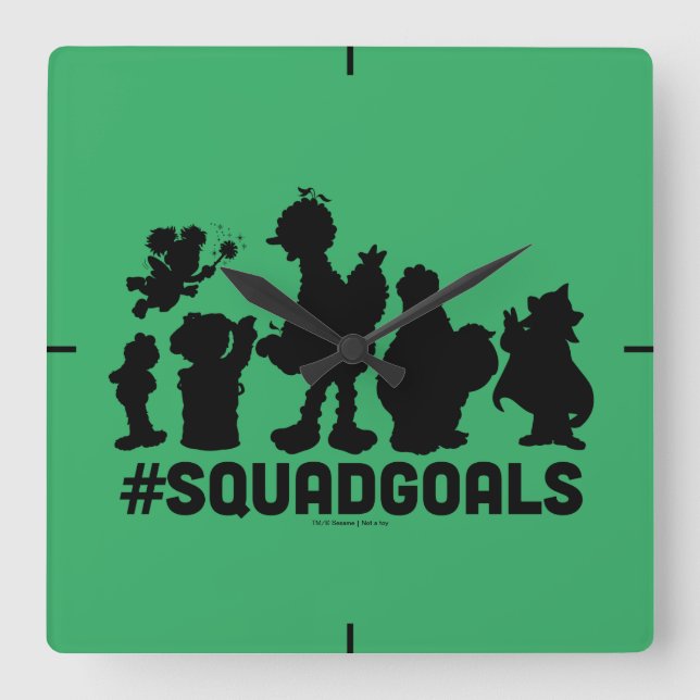 Sesame Street - #SquadGoals Square Wall Clock (Front)
