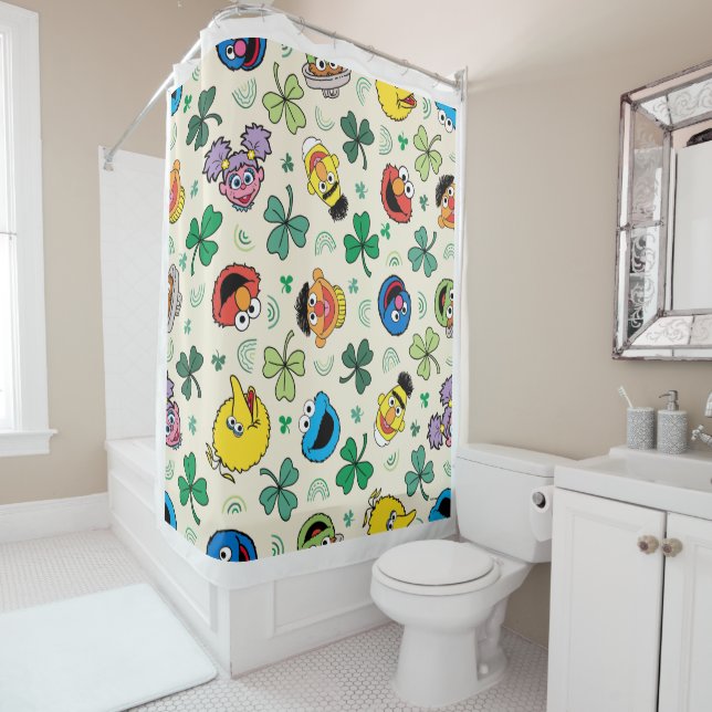 Sesame Street St. Patrick's Day Pattern Shower Curtain (In Situ)