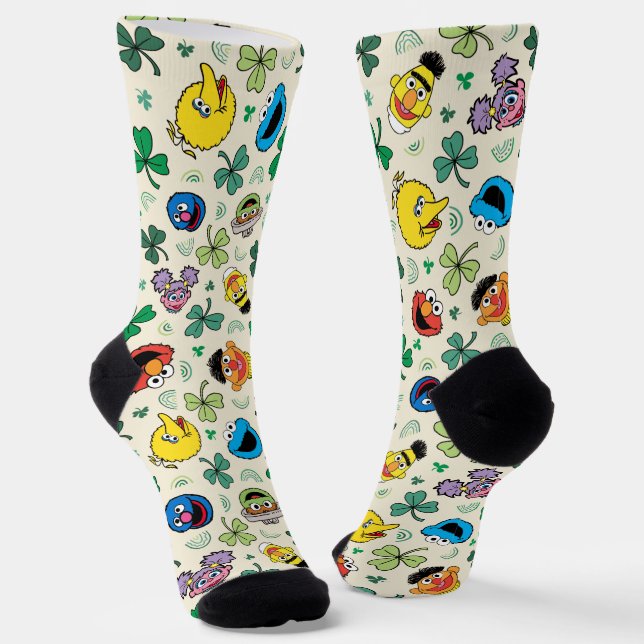 Sesame Street St. Patrick's Day Pattern Socks (Angled)