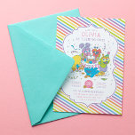 Sesame Street | Striped Baby Birthday Invitation<br><div class="desc">This adorable birthday invitation features beloved Sesame Street characters against a vibrant striped background, creating a playful and cheerful design. Perfect for celebrating your little one’s special day, this invitation captures the charm of Sesame Street and sets the tone for a fun-filled party. Customisable with your event details, it’s an...</div>