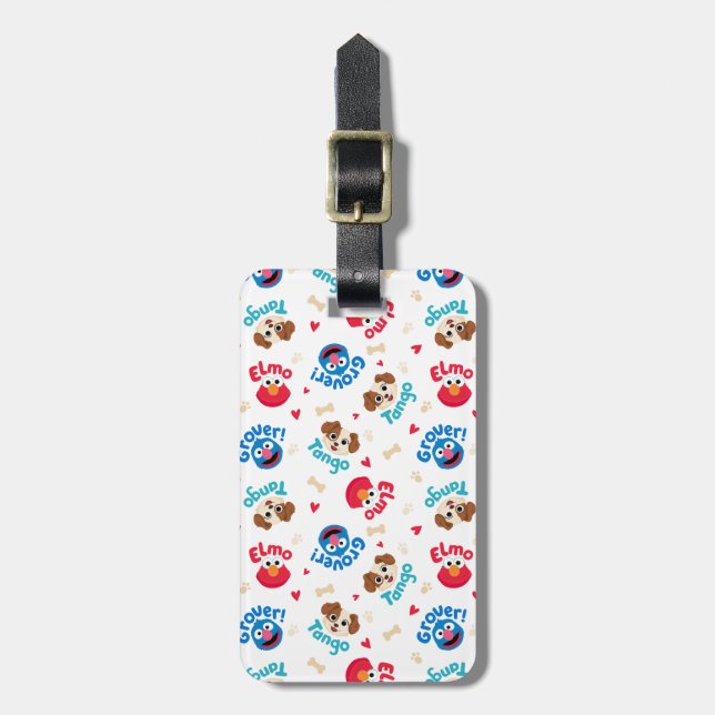 Sesame Street | Tango, Elmo, & Grover Pattern Luggage Tag (Front Vertical)
