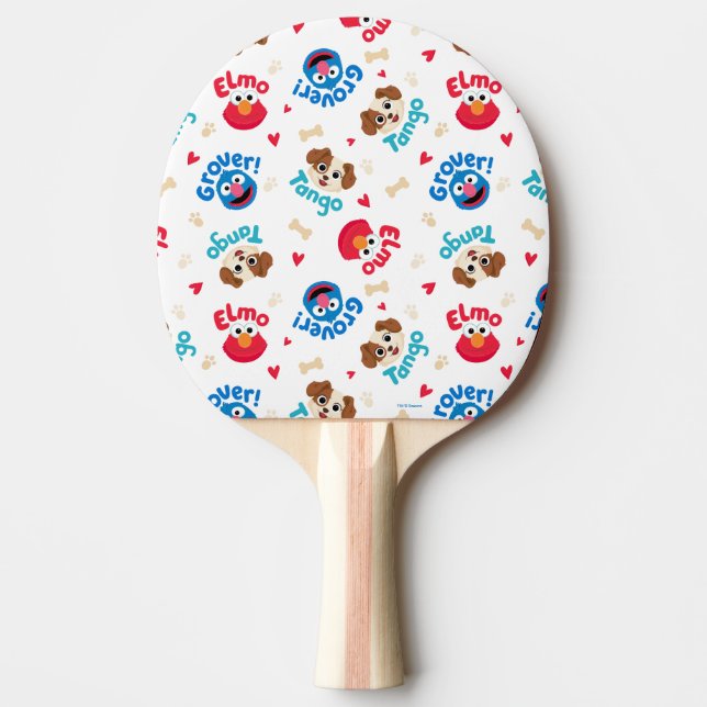 Sesame Street | Tango, Elmo, & Grover Pattern Ping Pong Paddle (Front)
