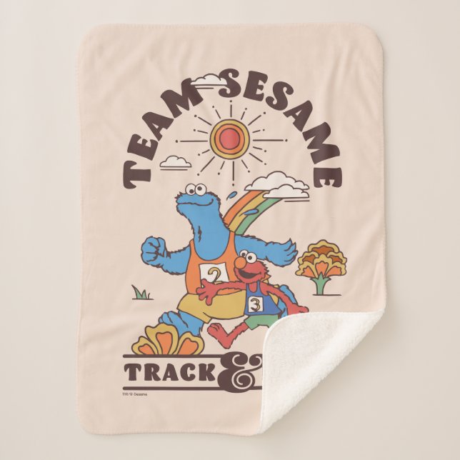 Sesame Street | Team Sesame Track & Field Sherpa Blanket (Front)