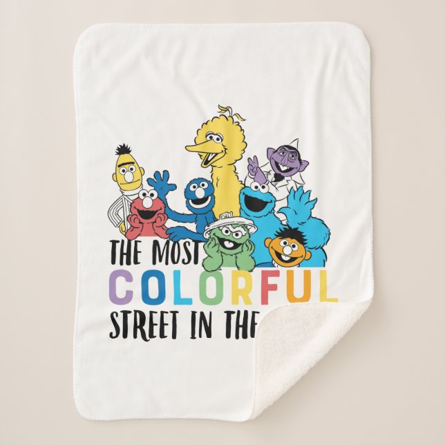 Sesame Street | The Most Colourful Street Sherpa Blanket (Front)