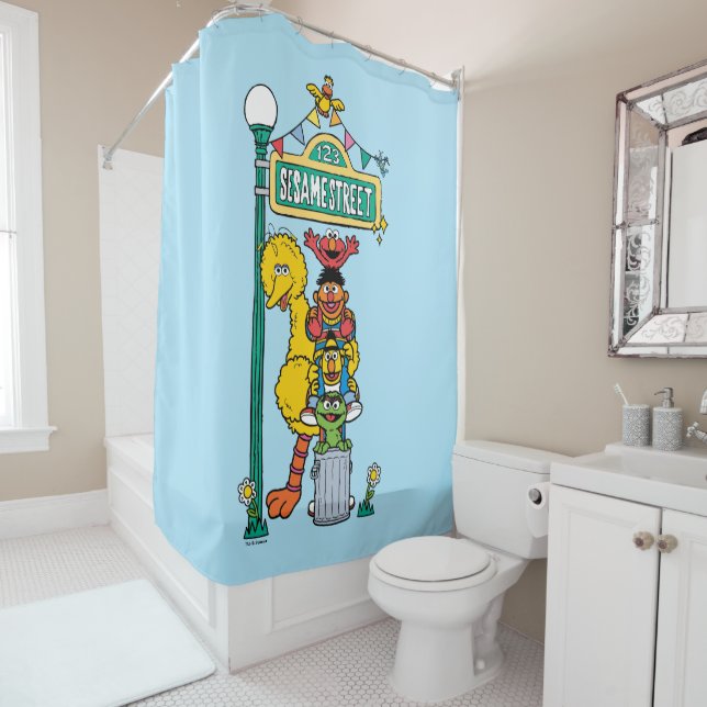 Sesame Street | Under the Sesame Street Sign Shower Curtain (In Situ)