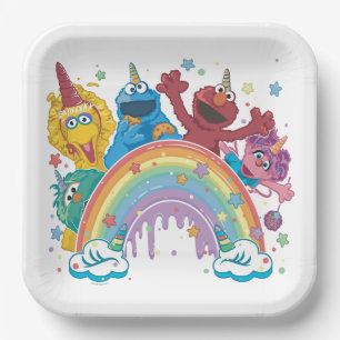Sesame Street Unicorn Rainbow Paper Plate