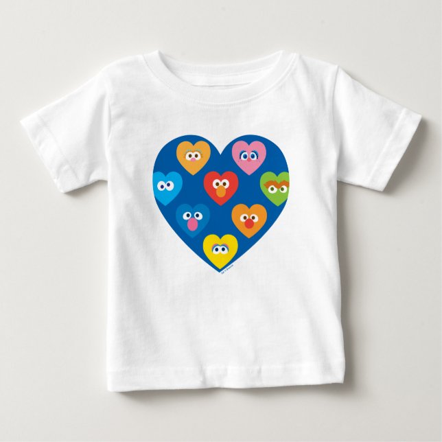 Sesame Street Valentine Hearts Pattern Baby T-Shirt (Front)