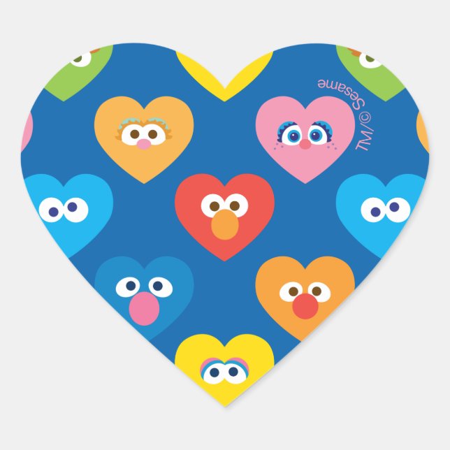 Sesame Street Valentine Hearts Pattern Heart Sticker (Front)