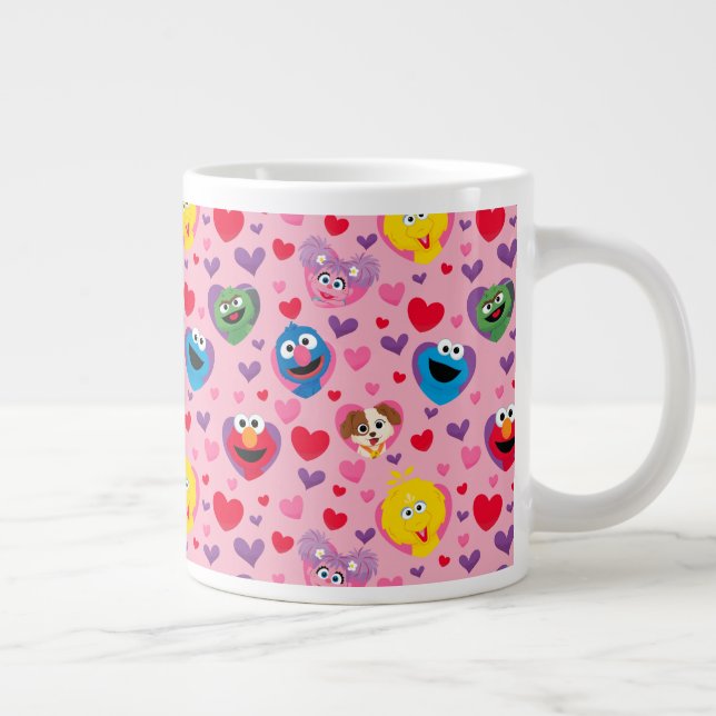 Sesame Street Valentine Hearts Pattern Large Coffee Mug (Right)