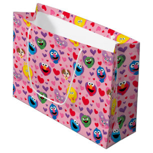 Sesame Street Valentine Hearts Pattern Large Gift Bag