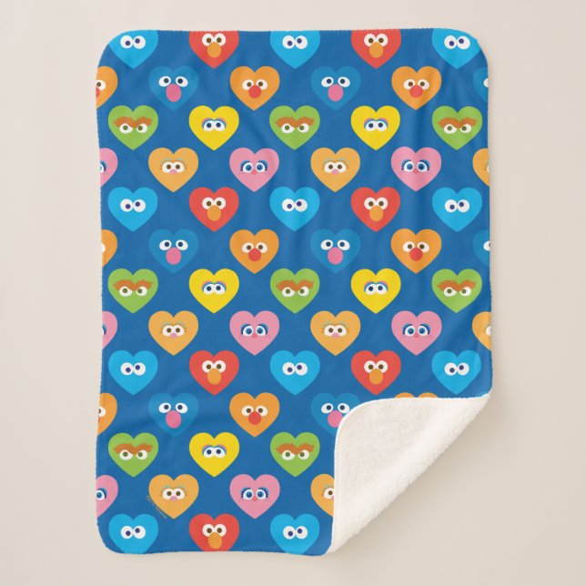 Sesame Street Valentine Hearts Pattern Sherpa Blanket (Front)