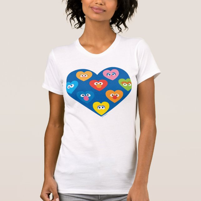 Sesame Street Valentine Hearts Pattern T-Shirt (Front)