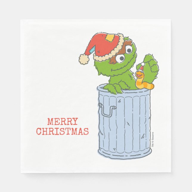 Sesame Street | Vintage Christmas Oscar Napkin (Front)
