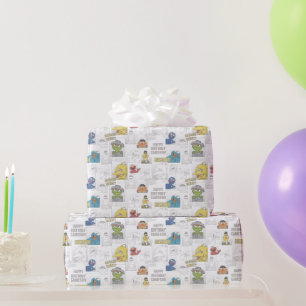 Sesame Street   Vintage Comic Pattern Wrapping Paper