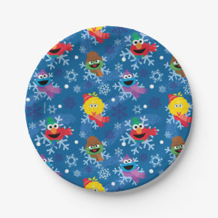 Sesame Street Winter Snowflake Pattern Paper Plate