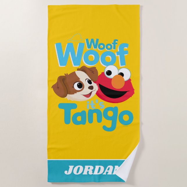 Sesame Street | Woof Woof It's Tango & Elmo Beach Towel (Front)