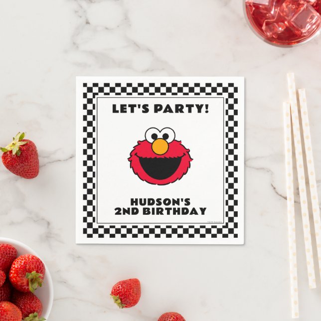Sesame Street's Elmo Chequerboard Birthday Napkin (Insitu)