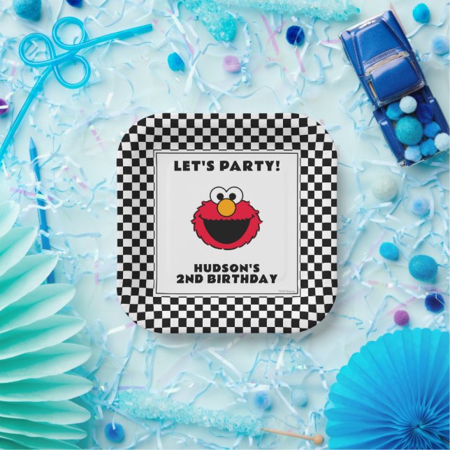 Sesame Street's Elmo Chequerboard Birthday Paper Plate (Party)
