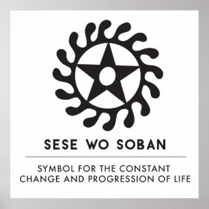 Sese Wo Soban Life Changes Symbol Black Poster