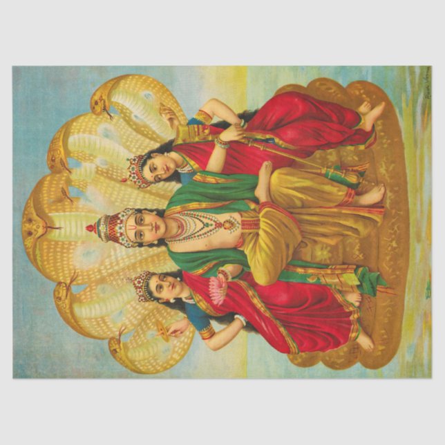 Sesha Narayana, King of Nagas by Raja Ravi Varma Tissue Paper (Front)