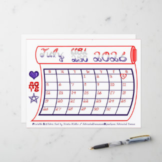 Sesquicentennial USA 250 July 2026 Month Calendar