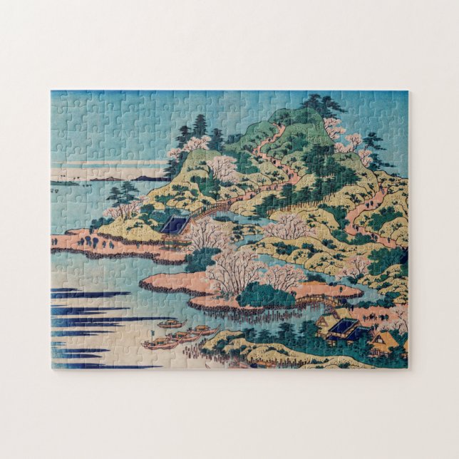 Sesshu Ajigawaguchi Tenposan by Katsushika Hokusai Jigsaw Puzzle (Horizontal)