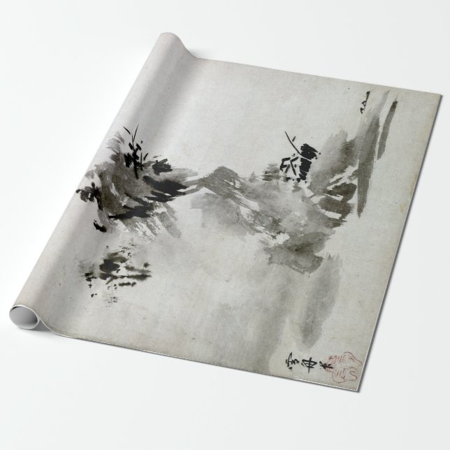 Sesshu Toyo Haboku-Sansui Landscape Wrapping Paper (Unrolled)
