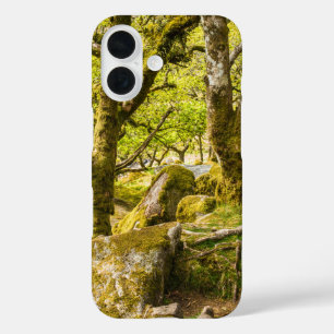 Sessile oaks and moss in Wistman's Wood iPhone 16 Case